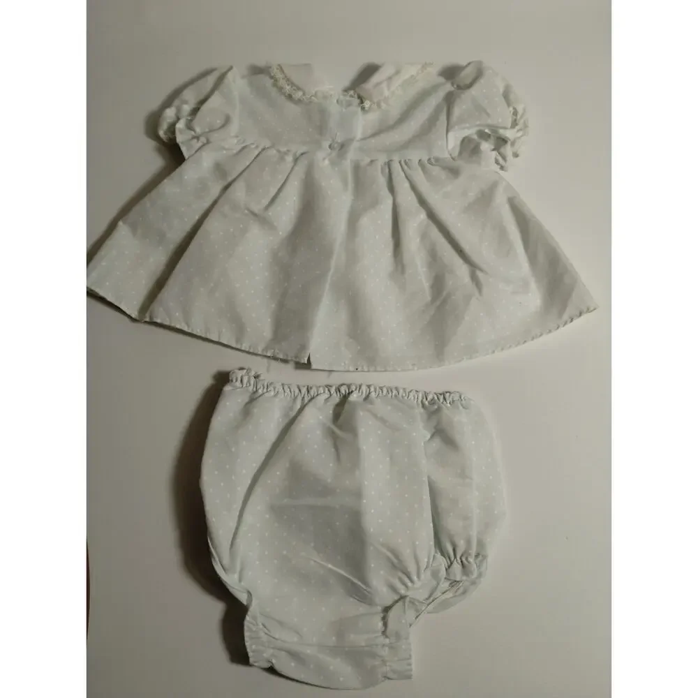 Vintage Cutest One 6-9 M Baby Dress & Bloomers Lt Green White Polka Dots & Lace